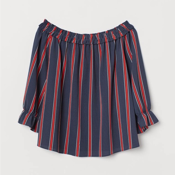 New | Striped stylish off shoulder H&M top - Picture 4 of 5